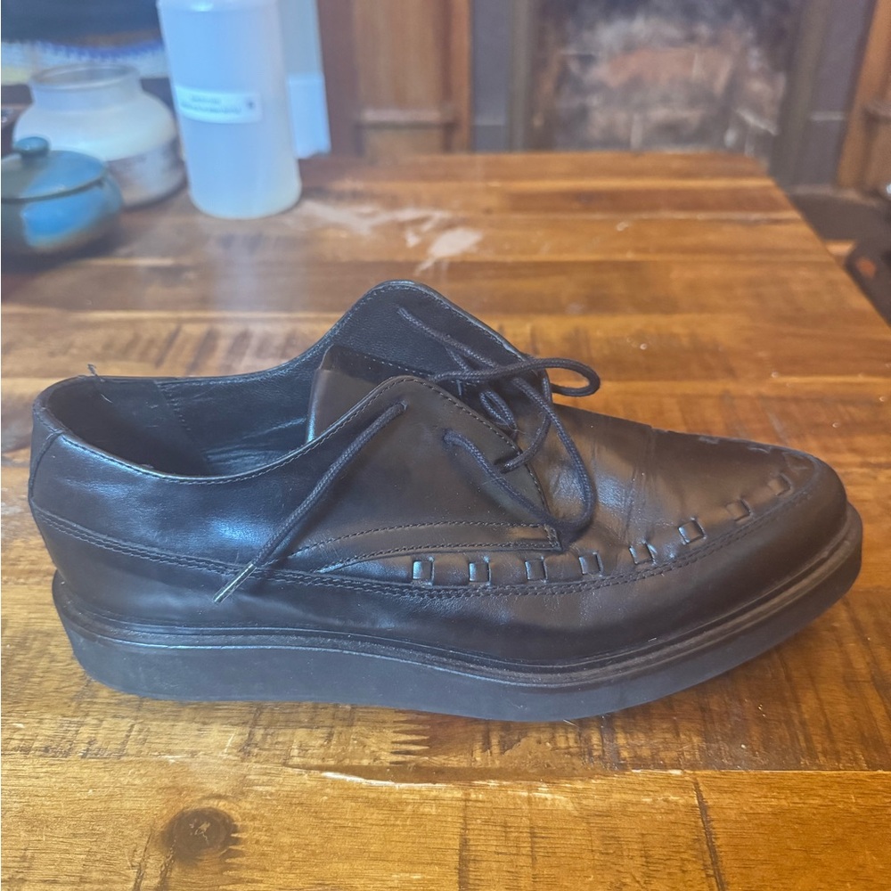 All Saints Black Leather Derby Shoes